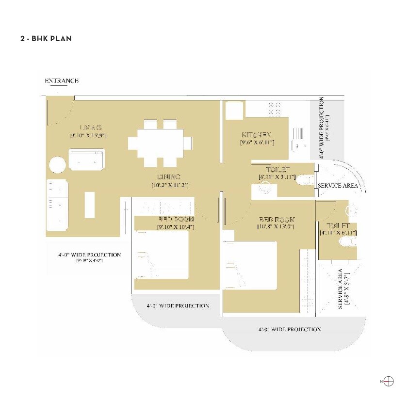2 BHK 1072 Sq. Ft. Apartment