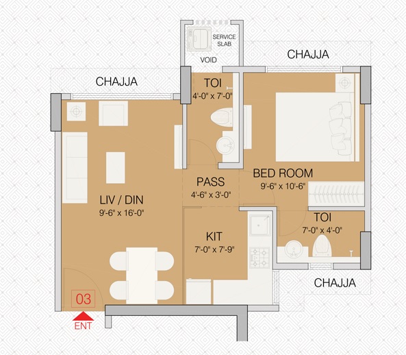 1 BHK 422 Sq. Ft. Apartment in Ruparel Zinnia