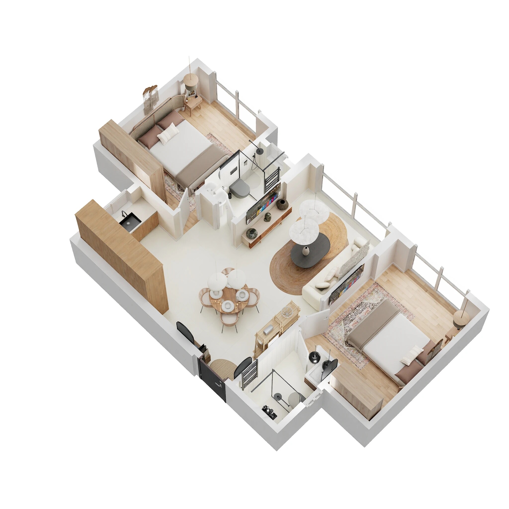 2 BHK 555 Sq. Ft. Apartment