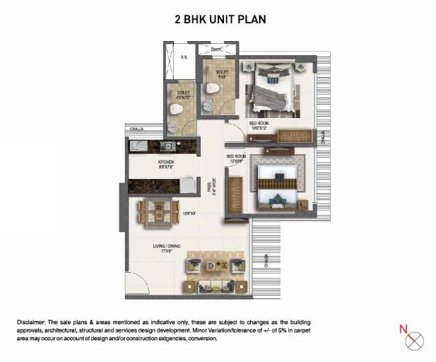 2 BHK 692 Sq. Ft. Apartment