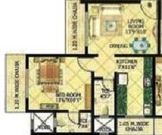 Floor plan of 1 BHK 430 Sq. Ft. Apartment in Rushi Shiv Bliss, Mumbai