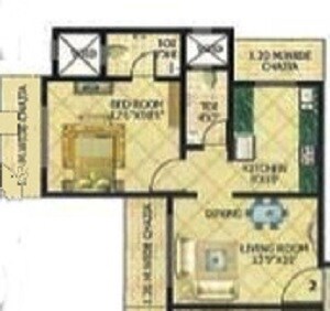 Floor plan of 1 BHK 503 Sq. Ft. Apartment in Rushi Shiv Bliss, Mumbai