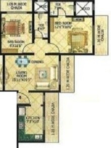 Floor plan of 2 BHK 539 Sq. Ft. Apartment in Rushi Shiv Bliss, Mumbai