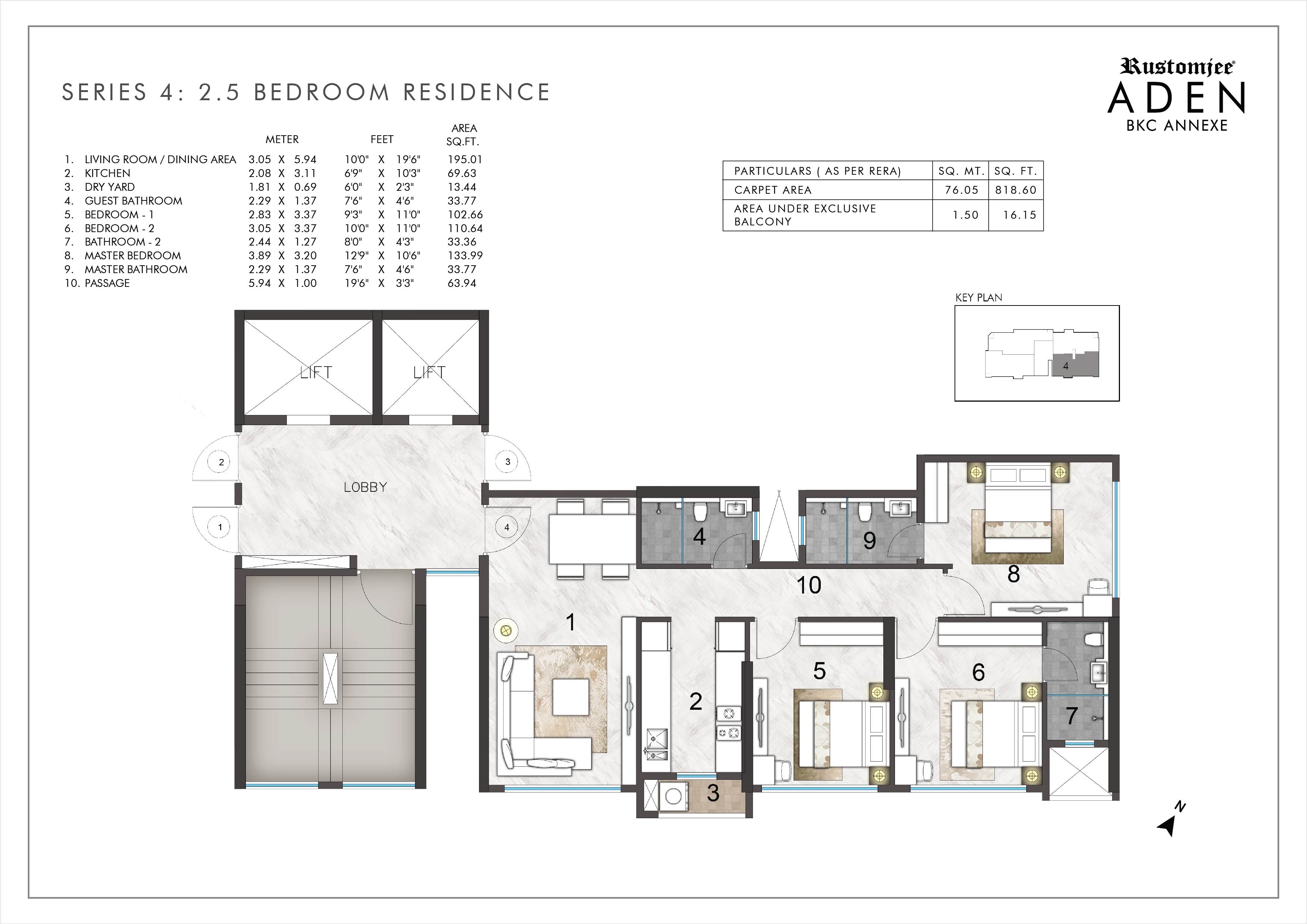 Other, rustomjee-aden 3 Bedroom 832 Sq.Ft. Apartment In Kala Nagar Mumbai 8919421