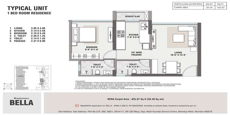 rustomjee bella phase 1 apartment 1 bhk 425sqft 20215727145740