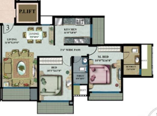  2 BHK Apartment at Rustomjee Elanza, Malad West – for Rent