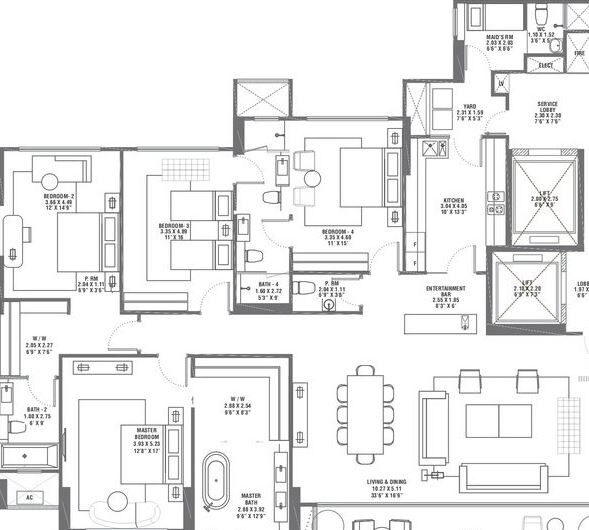 4 BHK 2468 Sq. Ft. Apartment