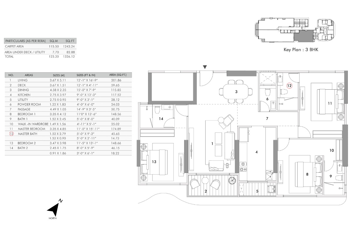 3 BHK 1326 Sq. Ft. Apartment in Rustomjee Ocean Vista