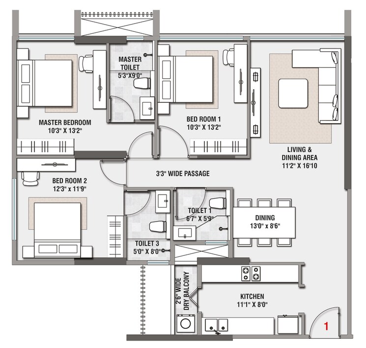 Other, rustomjee-paramount-f-wing 3 Bedroom 1255 Sq.Ft. Apartment In Khar West Mumbai 9322285