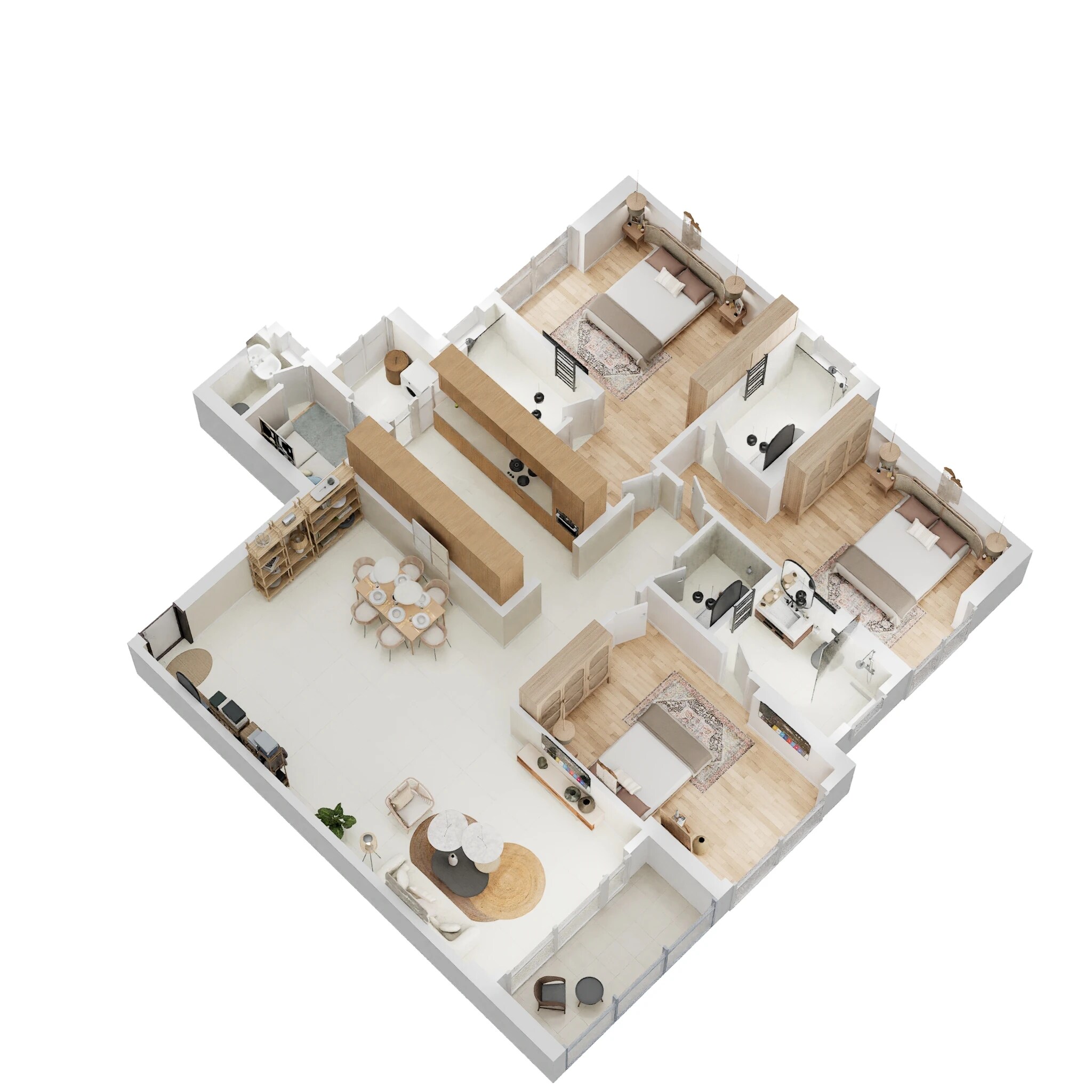 Floor plan of 3 BHK 1474 Sq. Ft. Apartment in Rustomjee Parishram, Mumbai