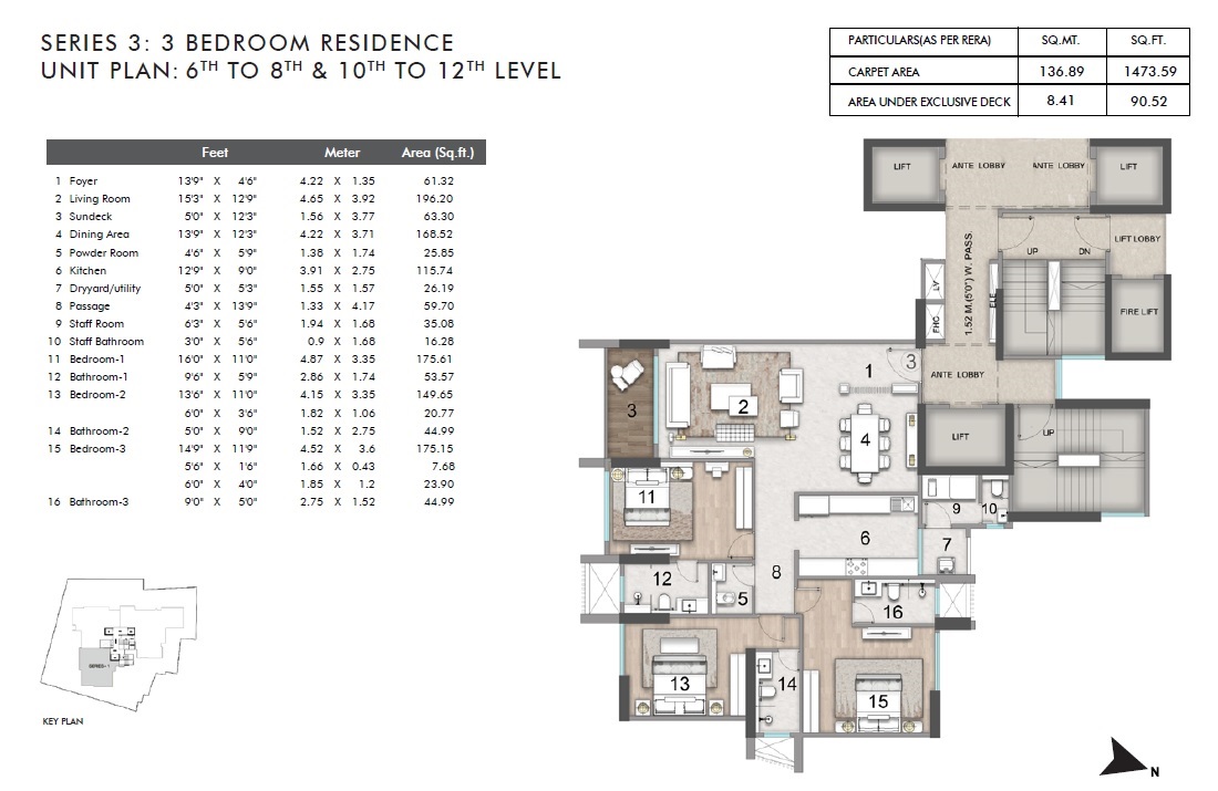 3 BHK 1474 Sq. Ft. Apartment in Rustomjee Parishram