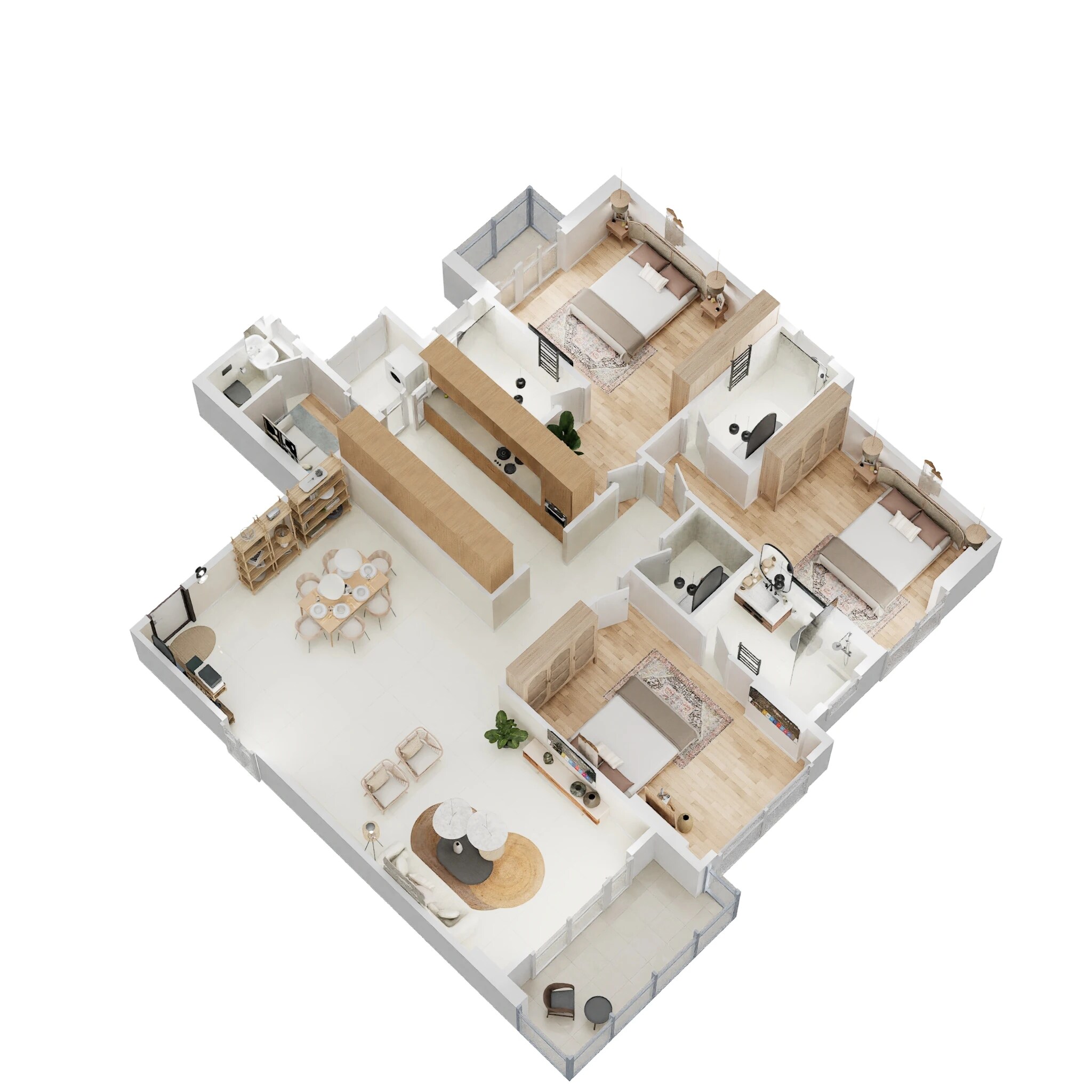 Floor plan of 3 BHK 1500 Sq. Ft. Apartment in Rustomjee Parishram, Mumbai