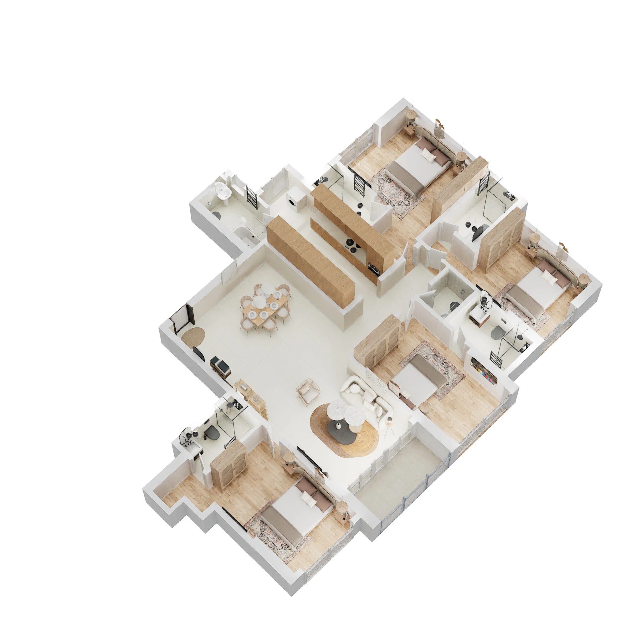 Floor plan of 4 BHK 2000 Sq. Ft. Apartment in Rustomjee Parishram, Mumbai