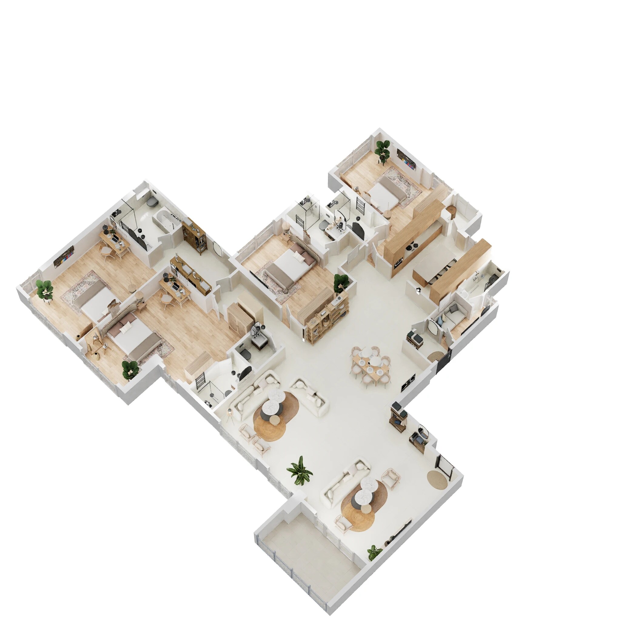 Floor plan of 4 BHK 2700 Sq. Ft. Apartment in Rustomjee Parishram, Mumbai