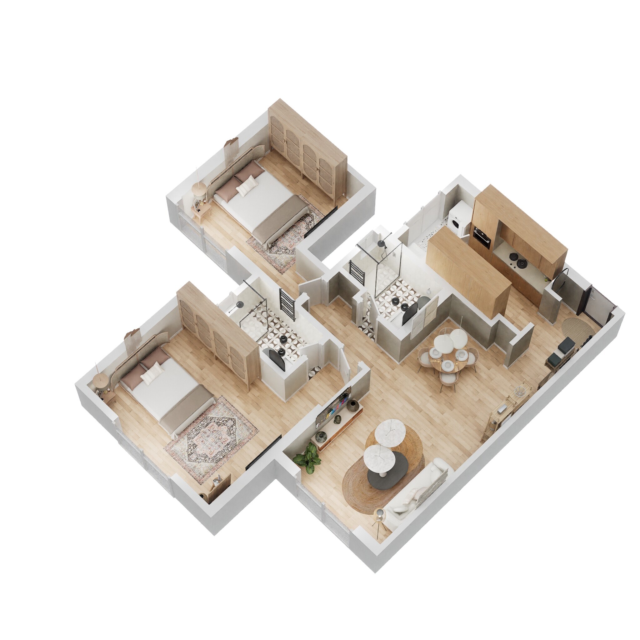 Floor plan of 2 BHK 762 Sq. Ft. Apartment in Rustomjee Summit, Mumbai