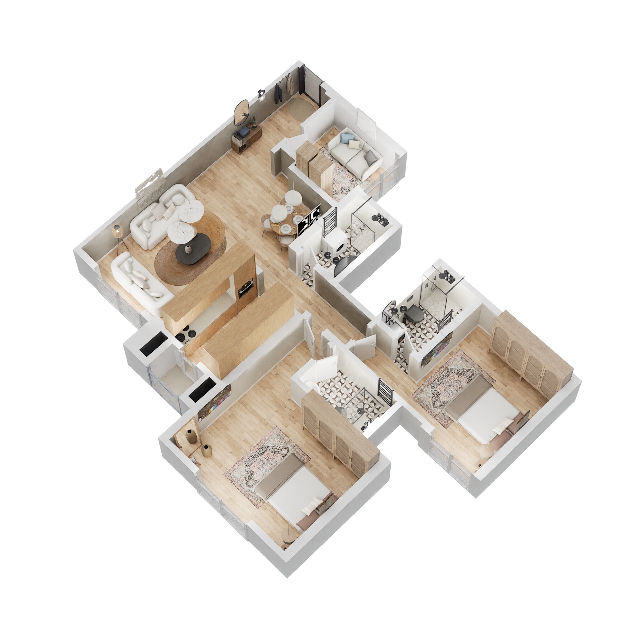 Floor plan of 2 BHK 901 Sq. Ft. Apartment in Rustomjee Summit, Mumbai