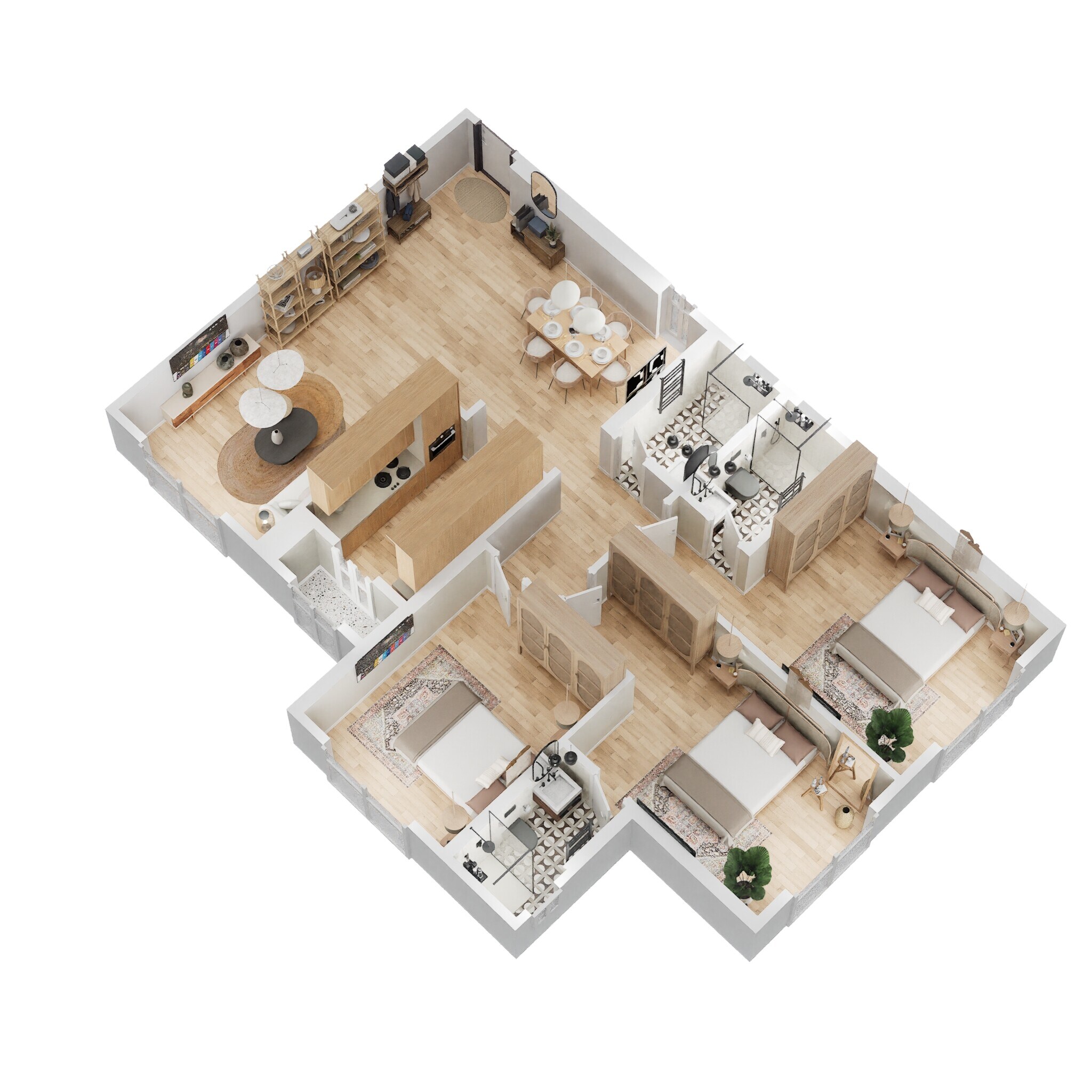 Floor plan of 2 BHK 1173 Sq. Ft. Apartment in Rustomjee Summit, Mumbai