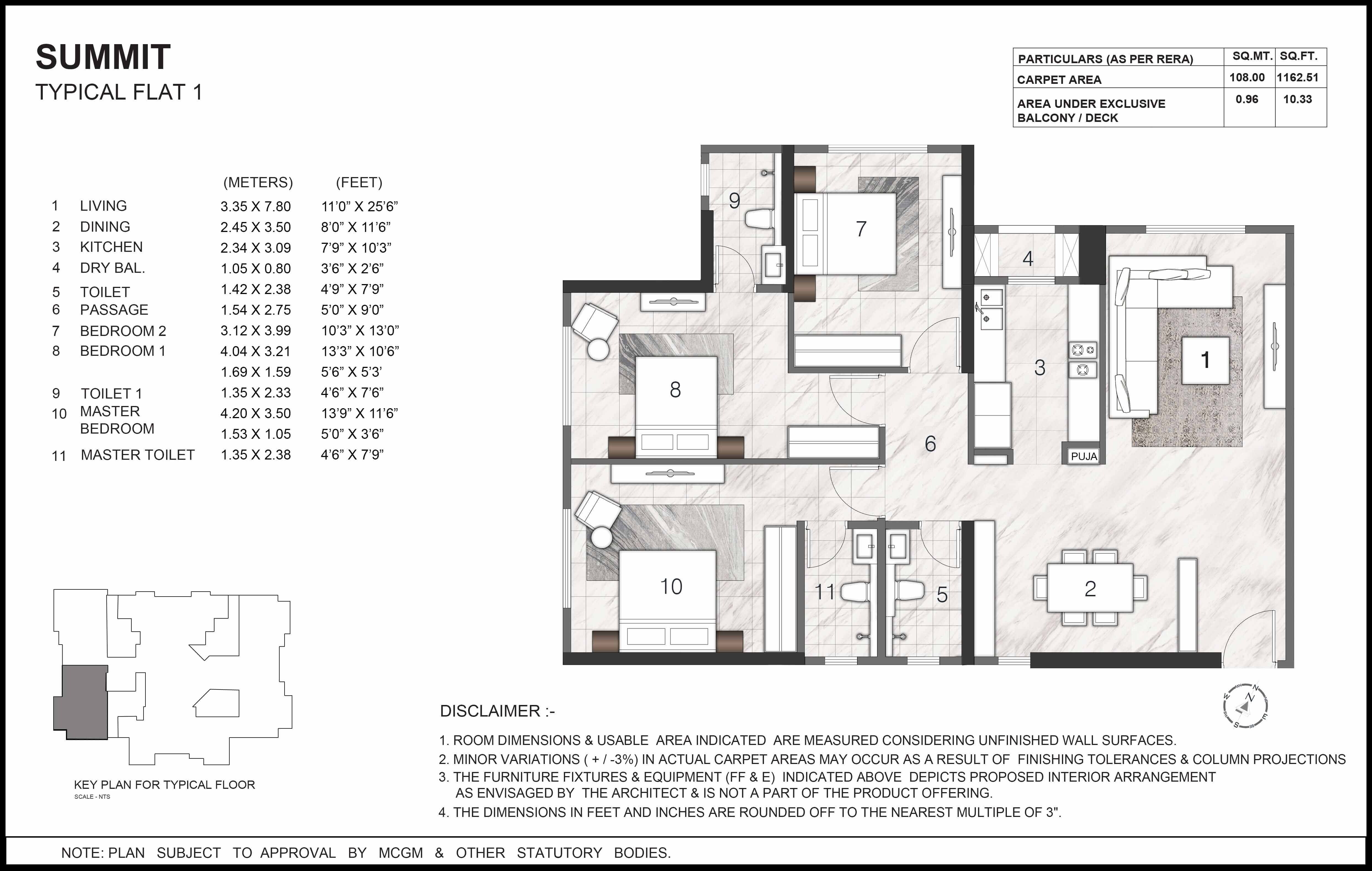  3 BHK Apartment at Rustomjee Summit, Borivali East – for Rent