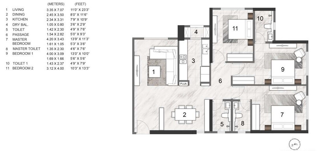 Other, rustomjee-summit 3 Bedroom 1139 Sq.Ft. Apartment In Borivali East Mumbai 6352334