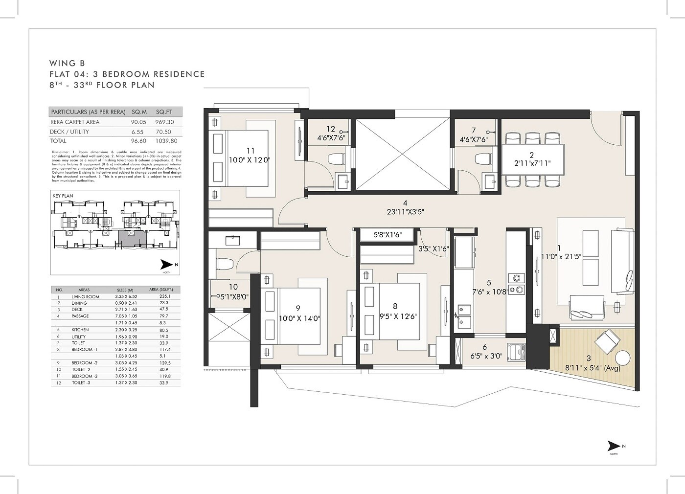3 BHK 1040 Sq. Ft. Apartment