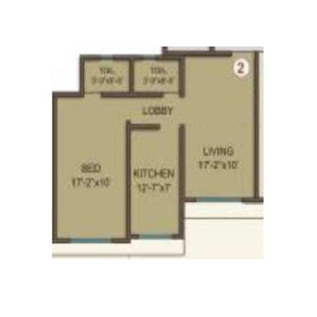 Floor plan of 1 BHK 398 Sq. Ft. Apartment in S A Samarth Garden Wings F And G, Mumbai