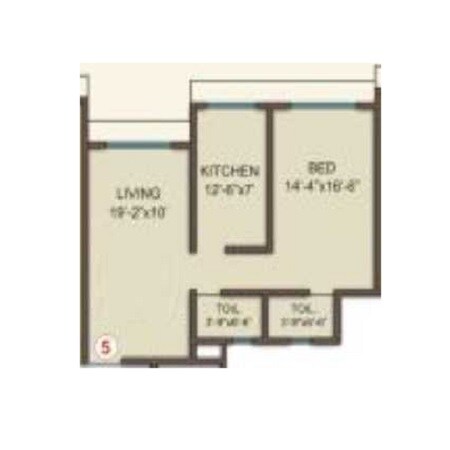 Floor plan of 1 BHK 532 Sq. Ft. Apartment in S A Samarth Garden Wings F And G, Mumbai