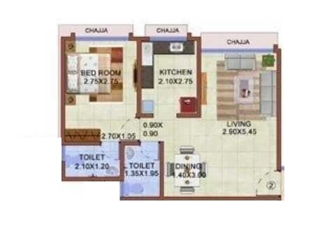 1 BHK 399 Sq. Ft. Apartment