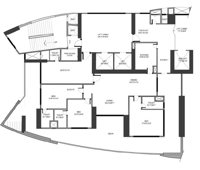 Floor plan of 3 BHK 1541 Sq. Ft. Apartment in S D The Imperial Edge, Mumbai