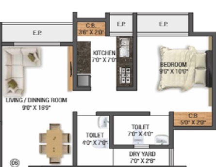 1 BHK 414 Sq. Ft. Apartment in S M Hatkesh Heights