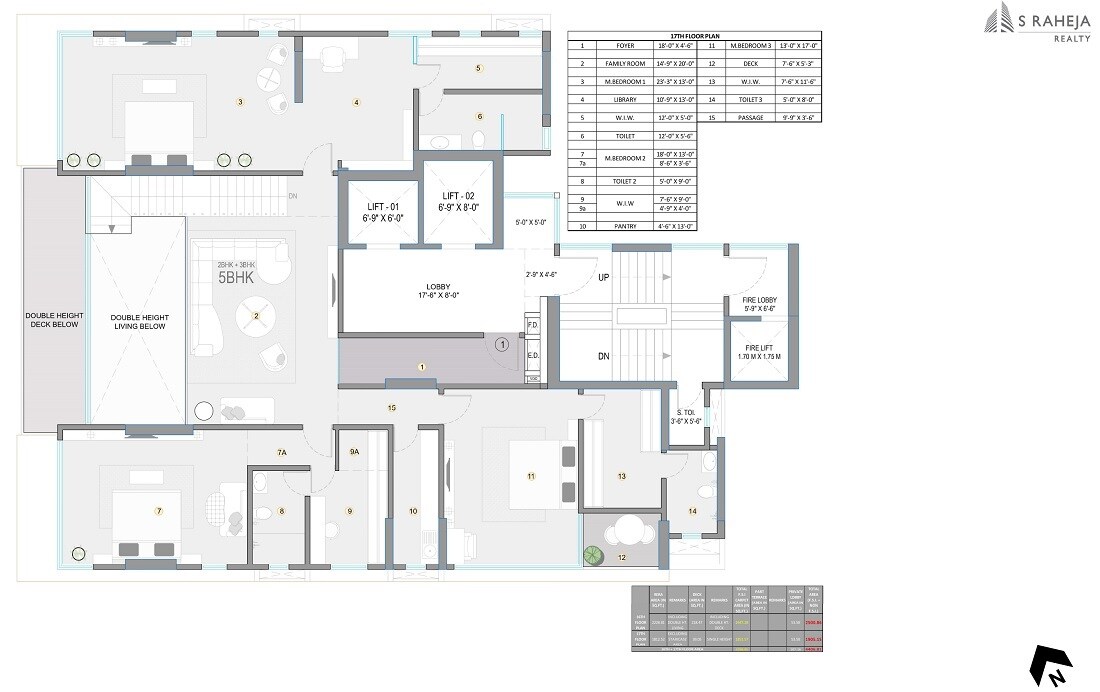 Floor plan of 5 BHK 4406 Sq. Ft. Apartment in S Raheja Avisa, Mumbai