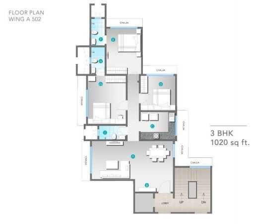 S Raheja Gurukripa 3 BHK Layout