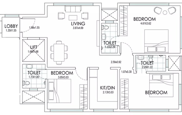 Other, s-raheja-hari-bhavan 3 Bedroom 850 Sq.Ft. Apartment In Khar West Mumbai 8791179