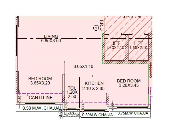 2 BHK 737 Sq. Ft. Apartment
