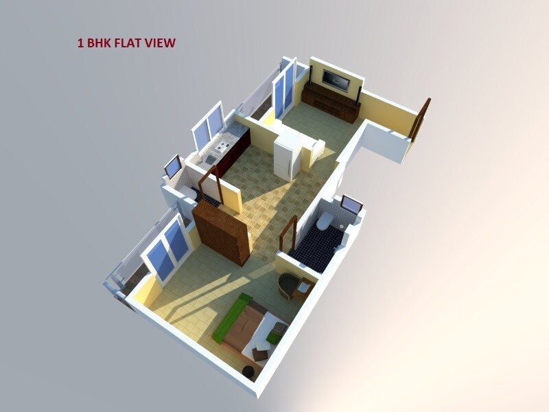 Floor plan of 1 BHK 427 Sq. Ft. Apartment in Saanvi Spee Residency, Mumbai