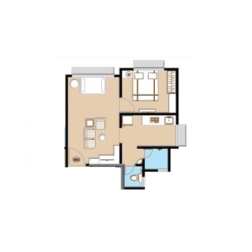 Floor plan of 1 BHK 637 Sq. Ft. Apartment in Saanvi Tejaswini Height, Mumbai