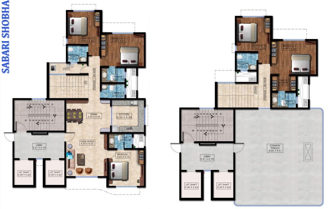 Floor plan of 5 BHK 1921 Sq. Ft. Penthouse in Sabari Shobha, Mumbai