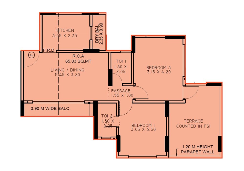 Floor plan of 2 BHK 700 Sq. Ft. Apartment in Sabari Vasaa Prive, Mumbai