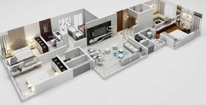 Floor plan of 3 BHK Apartment - 919 sq. ft. in Sach 9 Almeida, Mumbai