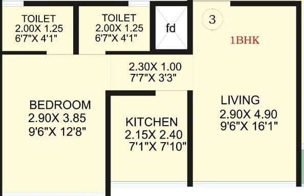 1 BHK 501 Sq. Ft. Apartment