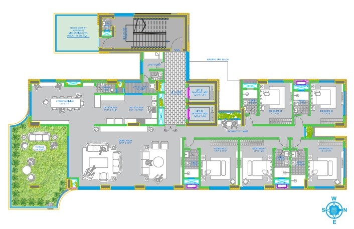 Floor plan of 5 BHK 3423 Sq. Ft. Apartment in Safal Montbay, Mumbai