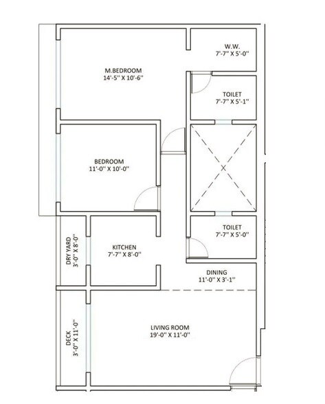 2 BHK 681 Sq. Ft. Apartment
