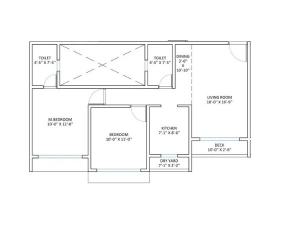 2 BHK 770 Sq. Ft. Apartment
