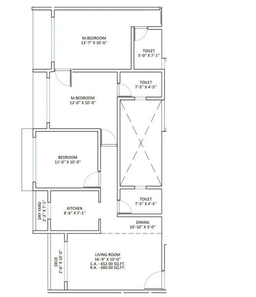 3 BHK 1095 Sq. Ft. Apartment