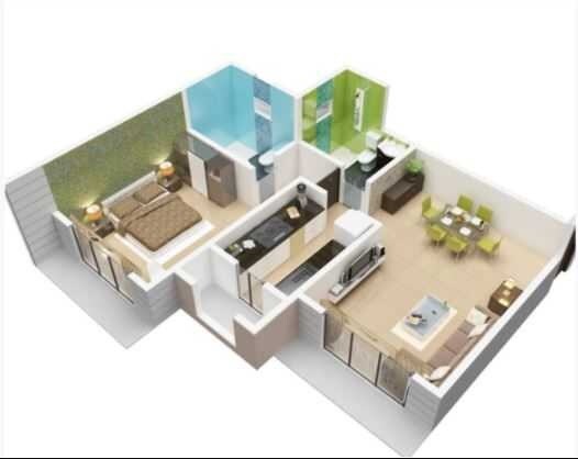 Floor plan of 1 BHK 460 Sq. Ft. Apartment in Sagar City Artic, Mumbai