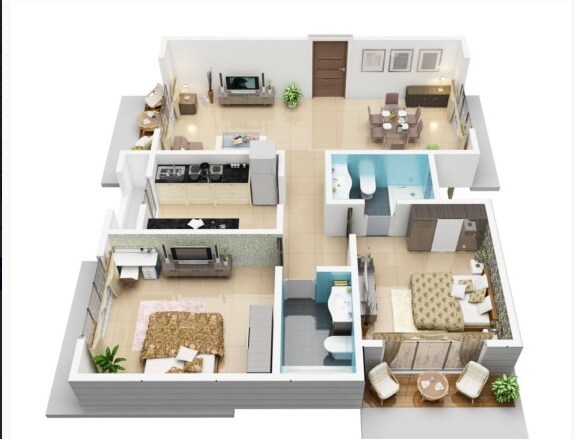 Floor plan of 2 BHK 710 Sq. Ft. Apartment in Sagar City Artic, Mumbai