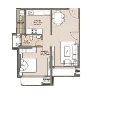 Floor plan of 1 BHK 448 Sq. Ft. Apartment in Sahakar Excel Acropolis, Mumbai