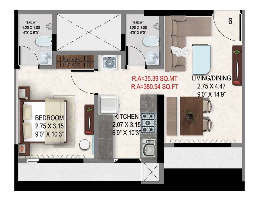 1 BHK 381 Sq. Ft. Apartment in Sahakar Vista