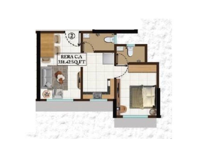 Floor plan of 1 BHK 331 Sq. Ft. Apartment in Sai Sastha Samrat, Mumbai