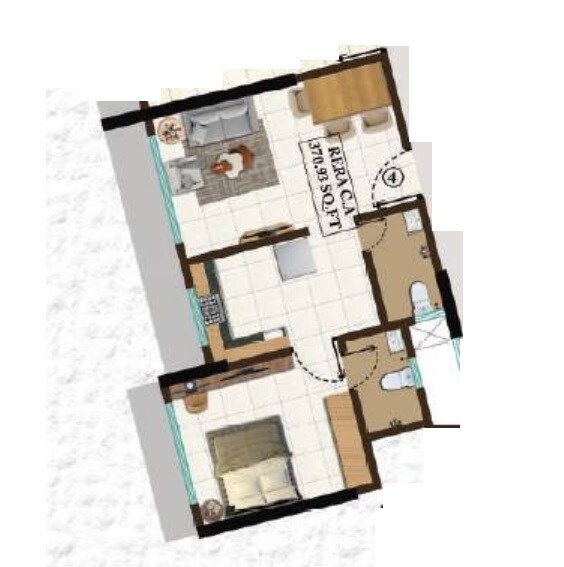Floor plan of 1 BHK 371 Sq. Ft. Apartment in Sai Sastha Samrat, Mumbai