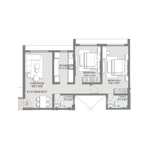 Floor plan of 2 BHK 706 Sq. Ft. Apartment in Sai Shankar, Mumbai